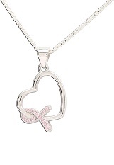 lovely mini silver pink cubic zirconia charm necklace for kids